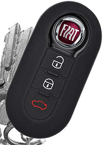 Soft Case Auto Schlüssel Silikon Schutz Hülle Schwarz kompatibel mit FIAT Ducato 500 Punto Peugeot Boxer Citroen Jumper Qubo Doblo Bravo 500C 500L Opel Combo D
