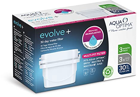 Aqua Optima EPS311 Evolve+ 30 Day Water Filter Cartridge, White, 3 Pack (3 Months Supply) - Old Version
