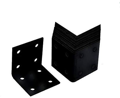 h2i Winkelverbinder | Stahl Schwarz pulverbeschichtet | 10 Stück | 40 x 40 mm | 90° Metallwinkel | Eckwinkel Winkelverbinder & Montagewinkel ideal zum Befestigen und Reparieren von Möbel