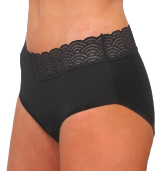 Culotte Menstruelle Dentelle Taille L - Sous Vêtement Femmes Noir, Culotte de Regle Lavable Anti Fuite - Confort Hygiénique, Protection Absorbante Sans Couture Apparente - Flux Moyens Feel Natural