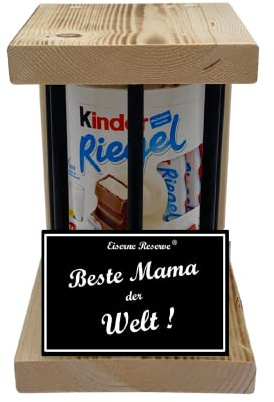 Kinder Riegel - Notfall Geschenk - Black Edition - Beste Mama der Welt - Mama Geschenk - Die süße lustige Geschenkidee aus Holz für Männer und Frauen