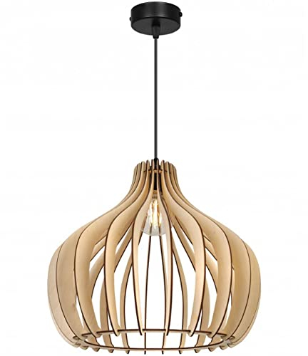 Light-Home Timber Hängelampe aus Holz und Metall - Esstischlampe Industrial für Kuche und Esszimmer - Pendelleuchte über Esstisch Schwarz/Braun - Designer