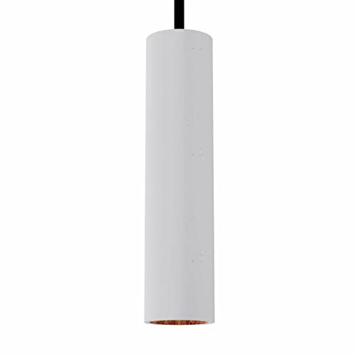 Betoniq Pendelleuchte Beton modern groß NARA27 außen weiss innen kupfer - Industrial Design Betonlampe Hängelampe mit LED Glühbirne und Fassung GU10 - Hängeleuchten & Pendelleuchten in Betonoptik