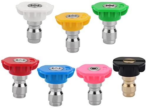 7 Pcs Pressure Washer Spray Nozzle Tips, Quick Release Pressure Nozzle Tips 1/4 Inch, Multiple Degrees Connection Pressure Washer Tips for Car Garden Cleaning