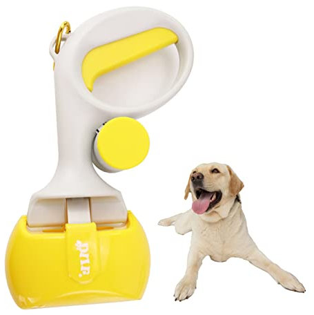 Pelle à déjections pour Animal Domestique,Pelle à déjections canines pour chiens et chats,avec Sacs À Ordures détachable,portablePoop Scoop pour Chiens/Chats Intérieur/Extérieur Pelouse (Jaune)