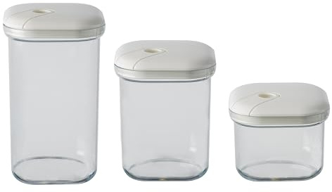OMADA Set 3 Barattoli Ermetici Trasparenti e Coperchio con Guarnizione