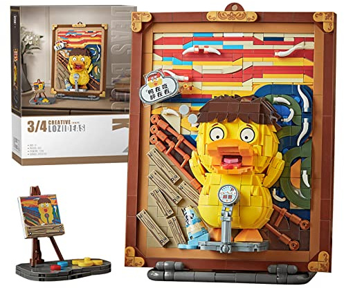 MEIEST Set di mini mattoncini da costruzione 3D di fama mondiale per pittura ad olio, simulazione di particelle di pittura stereoscopica, giocattolo per la casa (L'anatra dell'urlo)