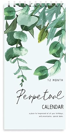 Mageeki Perpetual Calendar, 5x10 Perpetual Desk Calendar for Reminding Anniversaries, Important Dates, Festivals, Birthday, Wall Hanging Calendar Book (12 Sheets)