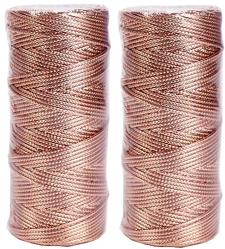 Guldsnöre metallic snöre guldtråd för pyssel 2 rullar 100 m guldsnöre 1,5 mm brett för gör-det-själv konsthantverk, smyckesnöre eller presentförpackningar julsnöre (roséguld + roséguld)