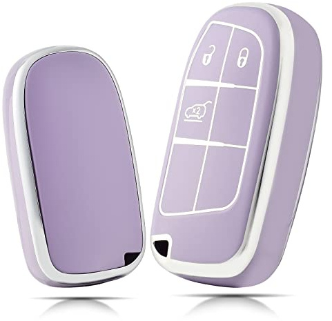 OFFCURVE Autoschlüssel Hülle Schlüsselhülle, Schlüsselcover Schlüsselgehäuse 3/4/5 Tasten Passt für Jeep Grand Cherokee Renegade Compass Chrysler Dodge Journey Dart Challenger Charger Ram FIAT 500X