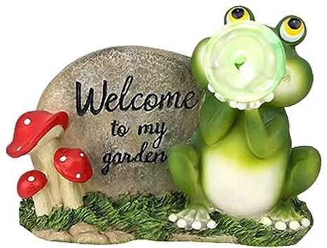Jauhmui Solar Frosch Gartenfigur 20.5 cm Dekofigur für Garten und Terrasse