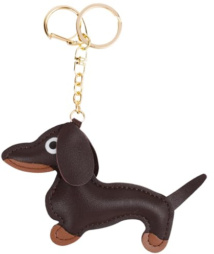 COLOFALLA Dackel Geschenke Schlüsselanhänger Dackel aus Leder Dacker Deko Dacker Anhänger Glücksbringer Sausage Geschenke für Lieblingsmensch Frauen Männer Kinder Geburtstag Weihnachten (braun)