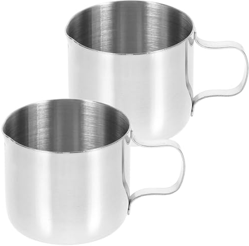 Homoyoyo 2pcs Stainless Steel Frothing Cup Pitcher Cup Creamer Milk Foaming Pot for Coffee