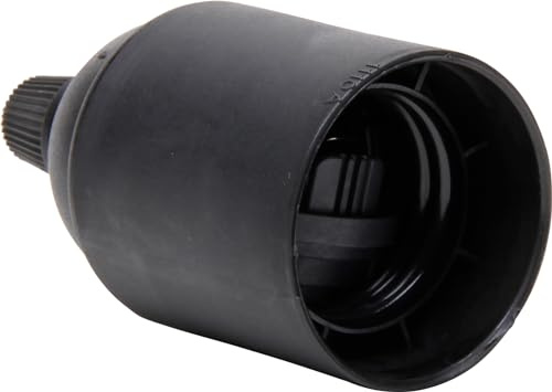 Kopp Isolierstoff-Fassung, E27, glatter Mantel, mit eingeschraubter Zugentlastung, Kunststoff, Farbe schwarz, 210515017