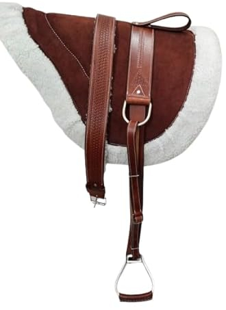 EQUIGEAR Western-Bareback-Schabracke aus schwarzem Wildleder mit Schaffellfutter A-01