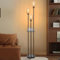 Winverty Lampadaire Rotin Boho avec Etagère Lampadaire sur Pied 3 Lumières avec Abat-jours en Rotin et Interrupteur à Pied, Lampadaire Industriel Noir pour Salon Chambre Bureau Douille E27, 1.66M