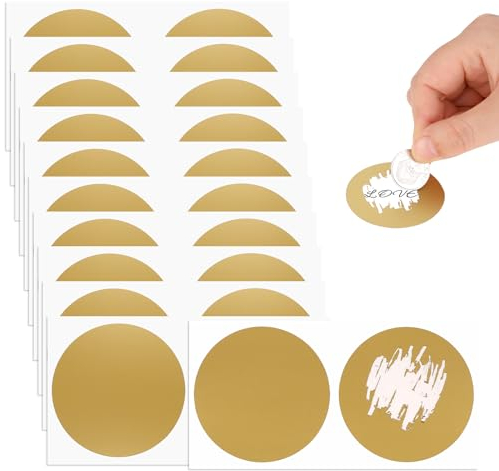 50 Stück Rubbelaufkleber Rund, Rubbellose Selber Machen, Goldene Rubbeletiketten zum Aufkleben Kreativität Scratch off Sticker für überraschung Geeignet, Postkarten Geschenke