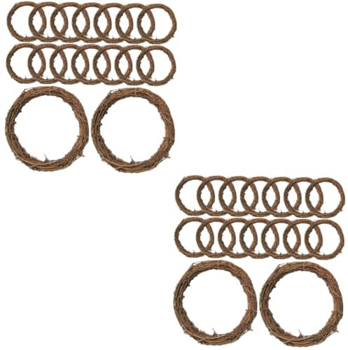 Cabilock 32 STK Erde-Reben-Girlande geblümter Rattanring Kranzfest DIY Kreise Weinreben-Ornamente Weinrebenkranzrahmen Zweig Girlandenrahmen selber Machen DIY Kranz aus Rattan