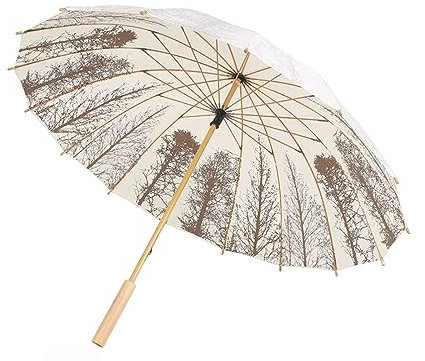 ZUOZUIYQ Langer Stockschirm, 16 Rippen, Winddicht, übergroßer Regenschirm, Holzgriff, Retro-Bäume-Druck, großes Baldachin, Golfschirm für Geschäftsreisen