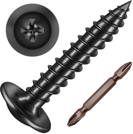 ORTAVA Blechschrauben M4 x 16 mm, 50 Stück Holzschrauben Edelstahl A2 V2A Flachkopf mit Scheibe Kreuzschlitz mit Bohrer, Selbstschneidende Schrauben Schwarz Oxid, Tellerkopfschrauben Vollgewinde