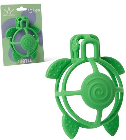 Virgil & Violette - Beißring für Baby ab 3 Monaten aus Silikon, Beißspielzeug mit Erleichterung, Weicher Silikon-Schmetterling für Leichten Halt und BPA-frei, Leicht zu Reinigen (Schildkröte)