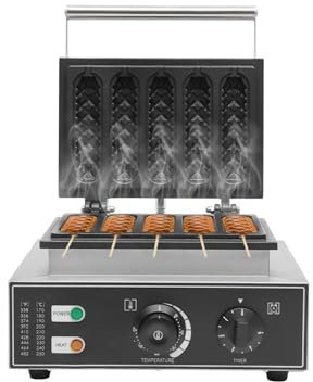 vinnyooc 5 Grilles Machine à Hot Dog, Appareil à Hot-Dog Professionnel, Électrique Gaufrier Acier inoxydable 50-300℃, Équipements de préparation de hot-dogs pour Restaurants Cafés Cuisines
