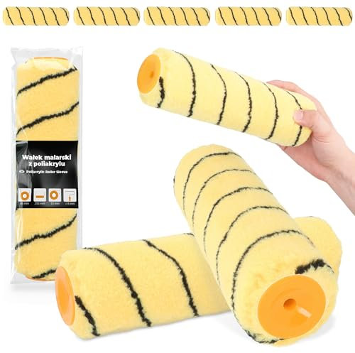 5x Rouleau de Peinture 25 cm Rechange Rouleau Surfaces Façades Plafonds Murs Anti-Goutte Anti-éclaboussures Matériel de Peintre Rénovation Robuste Intérieur et Extérieur