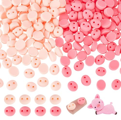 NBEADS 100 Stück 2 Farben Opake Cabochons aus Harz, Oval Craft Schwein Nase Resin Flatback Verzierungen Resin Tier Sicherheit Nase für Scrapbooking Ornament Crochet DIY Handwerk Machen
