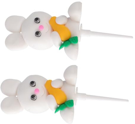 VOSAREA 2pcs Carrot Bunny Cupcake Toppers Birthday Cake Decorations for Boys and Girls Party