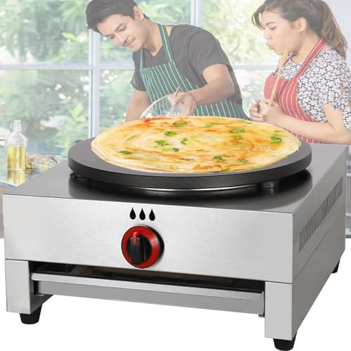 Machine à crêpes à gaz Multifonction, Machine à crêpes Commerciale, Corps en Acier Inoxydable épaissi, Plaque à Tarte de Grand diamètre épaissi de 20 mm pour Les Affaires, Les rassemblements.