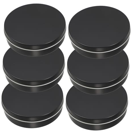ABOOFAN 6pcs Round Metal Snack Box with Lid, Black 90mm x 20mm Candy Picking Tin Container, Mini Chocolate Storage Case for Candy, Snacks and Treat Organizer in Tin