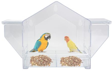 Vuggdt Vogelfutterstation mit Sichtfenster – transparente Acryl-Vogelfutterstation | Eichhörnchensicheres Design, Haustierfutter-Aufbewahrungszubehör für Aras,
