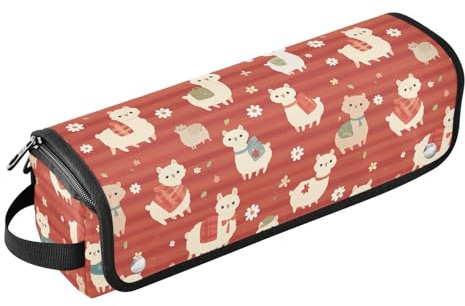 Retro Cute Alpacas Red Hair Tools Travel Bag with Removable Heat Resistant Mat Large Hair Straigheners Travel Case for Flat Irons, Straighteners, Curling Irons Women Essentials Storage
