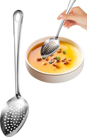 Cuillère Perforée | Ustensile en Acier Inoxydable 38 cm pour Préparations Culinaires | Passoire Spatule Louche Ustensile pour Mélanger Frire Maison Extérieur