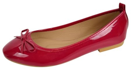 Pretty Ballerinas Women's Ballet Comfortable Velvet Medieval Traditional Elegant Gymnastics Shoes for Casual Wear and Dance (Red, 3)