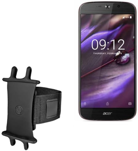 BoxWave Holster Compatible with Acer Liquid Jade 2 - ActiveStretch Sport Armband, Adjustable Armband for Workout and Running - Jet Black