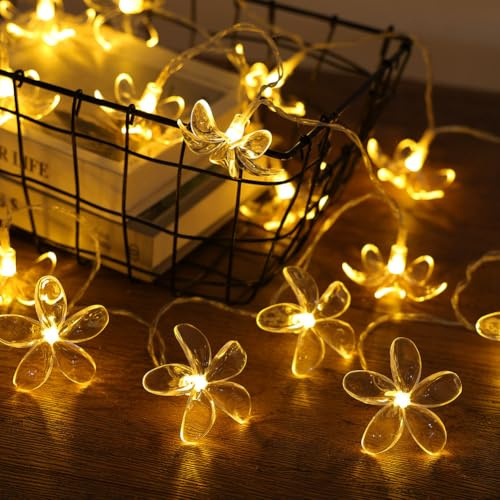 AOOTE Guirlande Lumineuse en forme de fleur de cerisier rose,3M 20 LED Guirlande Cerisier Lumineuses,Blanc Chaud Lumineuse LED en Fleurs de Cerisier pour Intérieur, le jardin,la terrasse