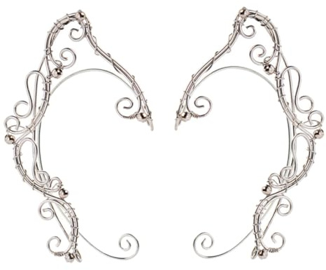 Orecchini Ear Cuff da Donna 1 Paio in Rame Argento | Clip per Orecchio Elegante, Accessori Costume e Cosplay, Adatti a Qualsiasi Occasione e Appuntamenti