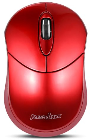 Perixx PERIMICE-802R Bluetooth-mus – kompakt trådlös resemus (BT 3.0), 1200 DPI optisk sensor, 4 knappar, röd