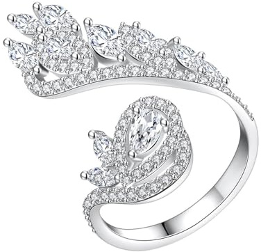Ayoiow Vorsteckring Weissgold 585, Ausgehöhlte Blume Moissanit Verlobungsring Weiß Gold, Weißgold Verlobungsringe Weissgold 585