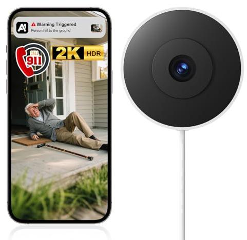 Suloron 2K 3MP Fenster Überwachungskamera Innen, Innenkamera mit Farb-Nachtsicht, Blendschutz & Antireflex,2,4 GHz & 5 GHz Dualband, 24/7-Aufnahme,Window Camera