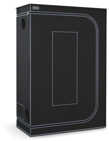 NovaGrove Tendone da Coltivazione 120x60x180cm, Growbox 1680D Impermeabile, Rivestimento in Alluminio Riflettente, Finestra di Ispezione e Vassoio, A12 (Nero)