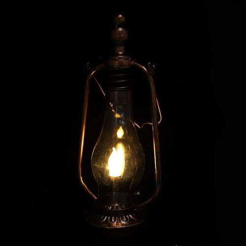 Healifty LED Öllampe Flammenlos aus Eisen mit Retro Wandhalterung Vintage Hängelampe für Wohn und Weihnachtsdekoration