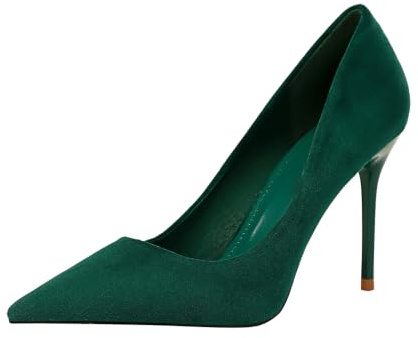 Dam Suede Slutna Tår Pump 3.5in Stilettklackar Spetsiga Tår | Skonsam Mot Blåsor, Heldagskomfort Kontor, Brudklädsel Gäst, Vardagselegant, Flexibel Gummisula