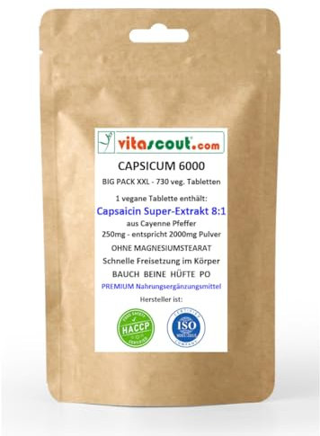 CAPSICUM 6000 Extrakt 730 Tabletten - CHILI FATBURNER HOCHDOSIERT - Bauch Beine Po Thermogenese - Extrakt 8:1