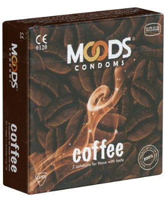 MOODS Coffee Condoms - 3 Kondome mit Kaffee-Aroma, Geschenk-Idee für Männer und Kaffee-Liebhaber(innen)