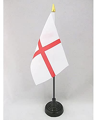 AZ FLAG - England Table Flag 4'' x 6'' - English Mini Desk Flag 100% Polyester 15 x 10 cm - Office Mini Banner with 10'' Pole - Golden Spear
