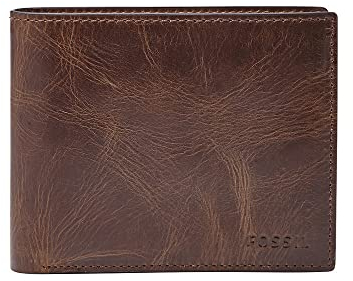 Fossil Geldbörse für Herren Derrick, Leder Bifold Dunkelbraun 11,4 cm L x 2,5 cm B x 9,5 cm H ML3687201