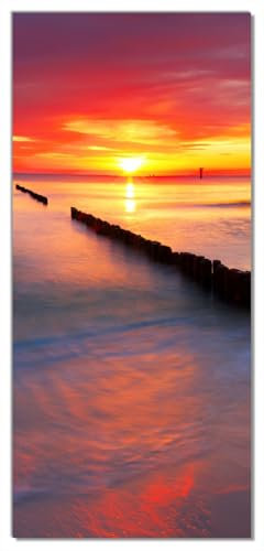 posterdepot Türtapete Türposter Farbenspiel im Himmel - Sonnenuntergang am Strand - Größe 93 x 205 cm, 1 Stück, ktt0506