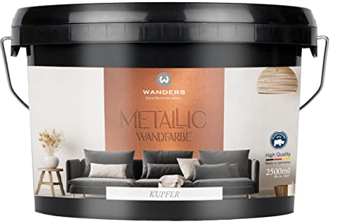 Wanders Metallic Wandfarbe Kupfer (2,5 Liter) moderne Metallic Effekt Wandfarbe in 9 exklusiven Farbtönen, Effektfarbe innen für Zuhause, Made in Germany
